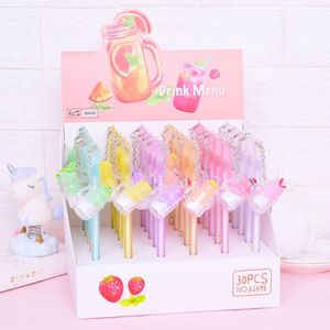 30 pz/lotto Creativo succo di frutta Ciondolo Penna Gel Kawaii 0.5mm inchiostro nero Penne Firma ufficio scuola scrittura forniture regalo