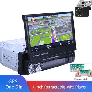 One din Car radio MP5 Player GPS Navigation Multimedia car audio stereo Bluetooth 7" HD Retractable Autoradio AUX-IN /FM