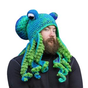 Orelha muffs squid polvo chapéu Outono e inverno produtos criativos hip-hop engraçado artesanal feito malha chapéus de lã para homens