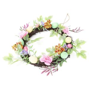 Decorative Flowers & Wreaths Natural Rattan Wreath Easter Party Crafts White Foam Eggs Decoration Home Supplies 1