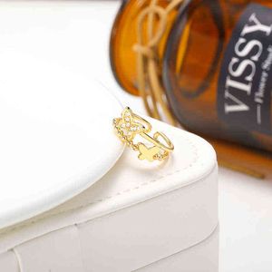 Romantico squisito doppio zircone anello farfalla per le donne ragazza oro colore in acciaio inox boho crystal charm gioielli gioielli regalo G1125