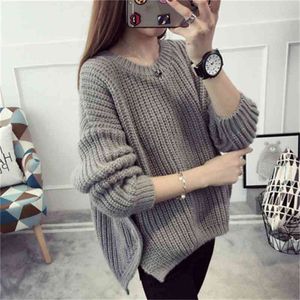 LY VAREY LIN Autumn Winter Women Short Sweater Batwing Long Sleeve O Neck Knitting Pullovers Casual Warm Ladies Tops 210526