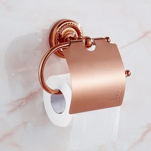Posiadacze papieru toaletowego Kreatywny Europejski Styl Łazienka Box Wodoodporny Uchwyt Ręcznik Mosiądz Złoty / Róża Złota Rolka