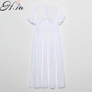 HSA Europeia e Americana Summer Wind Women's Hollow Bordado Manga Curta Vestido 2277 210716