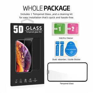 O vidro temperado 5D é adequado para o iPhone 12 pro máximo 11 x xr 7 8 6 6 s mais a tampa do corpo inteira protetor curvo da tela do filme com embalagem