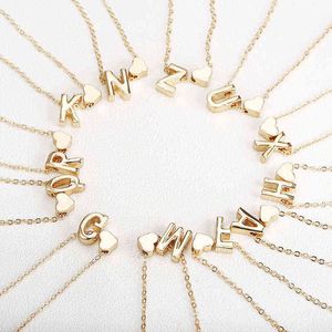 New Arrival Gold Color Small Heart & Letter Necklaces Name Jewelry Gift For Women Fashion Brand Accessories Special Offer G1206