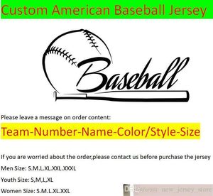 Niestandardowe amerykańskie koszulki baseballowe Wszystkie 32 drużyny Dostosowane szyte szyte na dowolnej nazwie Dowolna liczba S-3XL Mix Zamów Mężczyźni Kobiet Kids Youth Jersey