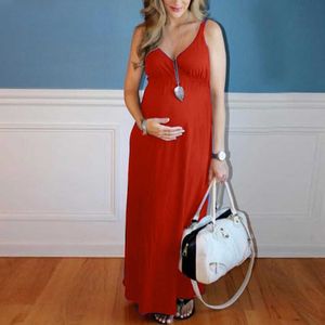 新しいエレガントなファッション女性のマタニティドレスノースリーブ妊娠中堅ソフトコンフォートカジュアルレディースロングドレスQ0713