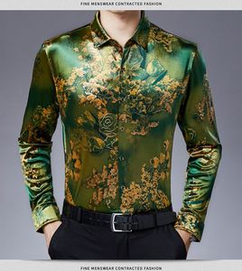 Middle-Aged Business Shirts Printing Lapel Long-Sleeved Shirt Men's Handsome Gold Velvet Fashion and Trendy Clothes