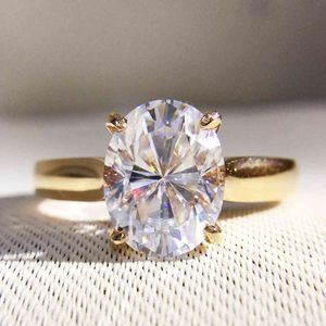 Lindo 1 quilates ct df labor laborio cultivado oval moissanite diamante solitaire anel de casamento 14k 585 ouro amarelo