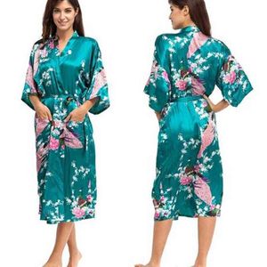 Kimono Bathrobe Mulheres Satin Silk S Sexy Robes Night Crescer para o verão da dama de honra Plus Tamanhos-XXXL 010412