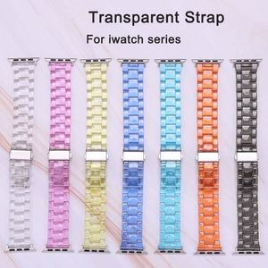Para Bandas de Apple Watchband Transparente Plástico Candy Cor Cor Correias Iwatch Substituição Cinta 38mm 40mm 42mm 44mm 6 5 4 3