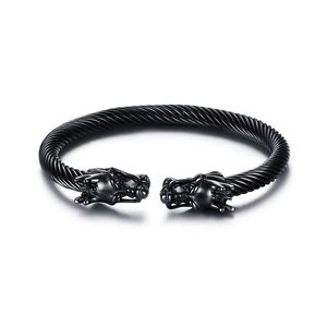 Bangle Dragon's Head Stainless Steel Dragon Bracelet Black Jewelry Fashion Viking Men Wristband Cuff Women