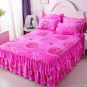 Saia de cama Terno Moda Estilo Europeu Americano 1 Colcha + 2 Fronha Lençol Lençol Decoração Do Quarto Suprimentos F0001 210706