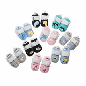 Winter Boys And Girls Boots Cartoon Anime Plush Warm Toddler Baby Shoes Comforts Infant 0-18 Months 210312