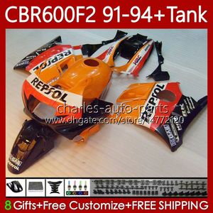 Body + Bank для Honda CBR600 CBR 600 F2 FS CC 600F2 91 92 93 94 CCR 63NO.85 CBR600F2 CBR600FS 600CC 1991 1992 1993 1994 600FS CBR600-F2 91-94 Repsol Organing Ctration Kit