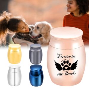 Cremation urn for pet ashes pendant mini aluminum alloy ashes urn angel wings pet dog cremation ashes container-forever in our hearts