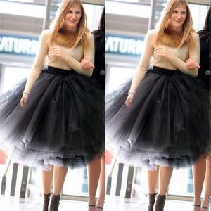 New Fashion Latest Designs Woman 5 Layers Tulle Satin Skirt Knee Length Solid Natural Color Ball Gown Tutu Skirt Women 210311