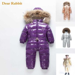 -30 Rus Kış Coat Bebek Snowsuit 90% Ördek Aşağı Ceket Açık Bebek Kayak Giyim Kız Giyim Erkek Çocuklar Için Tulum 2 ~ 8Y H0909