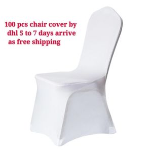 50 sztuk 100 sztuk Krzesło Pokrywa Białe Okładki Do Rezydaurant Bankiet El jadalnia Lycra Poliester Spandex Outdoor 211116