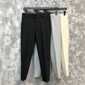 Letnie spodnie męskie, przypadkowe spodnie, cienkie i oddychające koreańska wersja Slim Nine-Point Spodnia Casual Classic Męska marka 211112