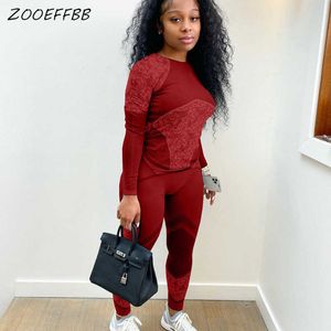 ZOOEFFBB Aesthetic Women Tracksuit 2 Piece Set Winter Clothing Long Sleeve Top and Pants Sweat Suits Loung Wear Matching Sets Y0625