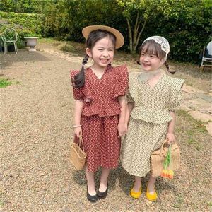 Yaz Varış Kızlar Moda Baskılı Elbise Çocuk Kore Tasarım Vintage Es Bebek Kız 210528