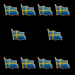 10PCS Sweden United Nations Flag Pin for Man Woman Lapel Badge Decorations Pride