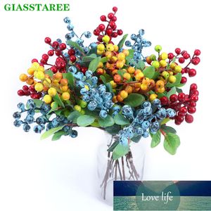 Artificial Baga Fruta DIY Flores Azul Natal Casa Casamento Decorativo Arranjo Falso Flor