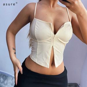 Traf bröstkorg BRA BRA CAMI TOP KVINNOR Y2K Tankar Camis Toppar Grundläggande sommar gotiska kläder för tjejer HY21079 210712