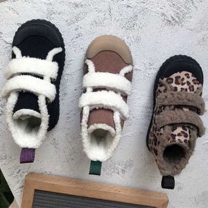 أحذية الشتاء للأطفال 2020 الفتيان الأحذية قماش عالية أعلى أحذية أطفال حذاء دافئ الأميرة ليوبارد الأزياء الدافئة الأحذية XZ20020 G1025