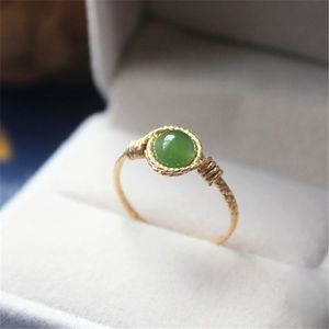 14K Gold Filled Natural Hetian Jasper Rings Knuckle Jewelry Mujer Bague Femme Handmade Minimalism