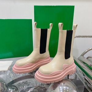 Moda di alta qualità Stivaletti di lusso Stivaletti da donna Stivaletti da donna in vera pelle TIRE Designers Scarpa invernale da donna con piattaforma mezzo mezzo stivale Scarpe da donna colori misti