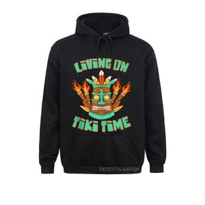 Mäns Hoodies Sweatshirts Funny Living on Tiki Time Party Hawaiian Beach Luau Aloha Classic Mens Normcore Kläder Est Långärmad