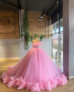 Light Pink Ball Gown Quinceanera Dresses Tiered Ruffles Tulle Women Sweet 16 Formal Party Robe De Soiree Elegant Long Prom Gowns