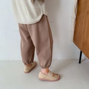 Spring Summer thin solid color casual trousers Girls cotton loose 3 colors all-match pants 210303