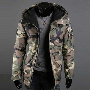 Cappotto invernale da uomo spesso caldo Cappotto di pelliccia giacca a vento Autunno inverno caldo uomo Giacca mimetica con stampa tascabile Cappotto a maniche lunghe con cerniera 210927