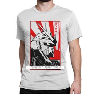 Impresso Camisetas Cabeça de Gundam Camisetas Anime Mech Robô Mecha Japão Harajuku Gunpla Tshirt Mens Camisa Casual Camisa Tee 210714