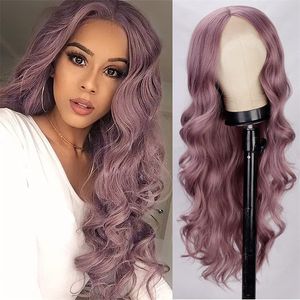 Curly Weave syntetisk peruk simulering mänsklig remy hår peruker lila färg perruques rxg9236