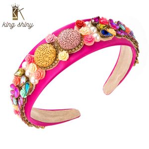 Hårklipp Barrettes King Shiny Vintage Macaroon Färg Blomma Bodband Temperament Water Drop Crystal Pärled Hårband Girls Party Jewelry