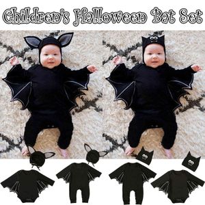 Wholesale cute costume toddler for sale - Group buy Toddler Baby Boys Girls Black Cotton Bat Sleeve Baby Halloween Costume Cute Hat Jumpsuit Suit Infant Clothing New Born Clothes H0910