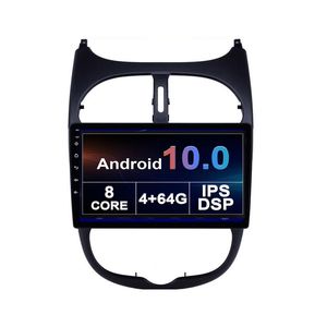 Pekskärmsbil DVD-spelare med 10 tums radio till Peugeot 206 Stereosnavigering med DSP Mirror Link Bluetooth Wifi MP4 Support OBD Bakifrån Kamera