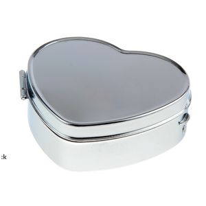 Coração em forma de metal 2 grade comprimido caixa caixas organizer medicina recipiente caixa de armazenamento de jóias bolso porta portátil coração zzf13844