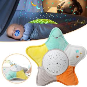 Nattljus Kids Soft Toys Stuffed Sleep Projection Lamps Animal Plush Glowing Music Stars Projektor Lätt Baby Gift