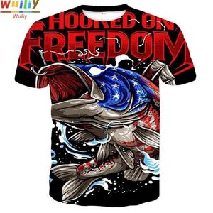 Fishing T-shirt For Men Summer Nature Fish Graphic 3D Print Tees Sport National Flag T Shirt Angling Tops 210714
