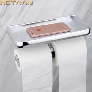 Oxidation Finish Solid Aluminium toilet paper holder bathroom accessory multifunction mobile YT-1592 210709