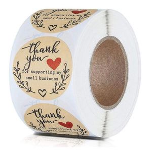 2021 Roll 1.5inch Festive Decoration Thank You Handmade Round Adhesive Stickers Label For Holiday Presents Business