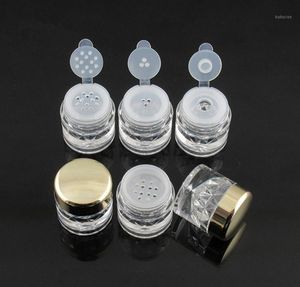 Storage Bottles & Jars 100pcs 3MLDIY Cosmetic Container Black+clear Plastic Loose Powder Jar With Flip Sifter Empty Round Packing Tool