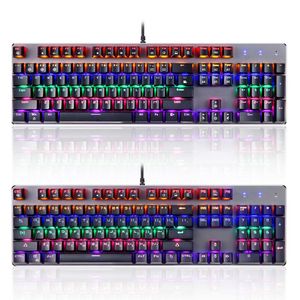 Evrensel RGB USB Kablolu Mekanik Klavye 104 Keys Rusça İngilizce Oyun Klavyeleri Masaüstü Bilgisayar Dizüstü PC