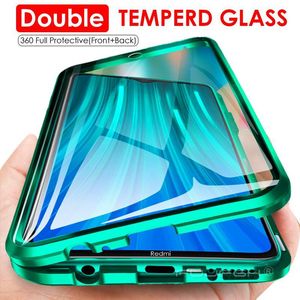 360 Pełna pokrywa Metalowa Podwójna strona Flip Telefon Przypadki Hartowane Szkło dla Xiomi Redmi Note Pro SE MI10 K30 Magnetyczny Phones Phones